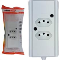 Tomada Barra Interneed 2P+T. Branca 10A. Dupla Tomada Barra Interneed 2P+T. Branca 10A. Dupla