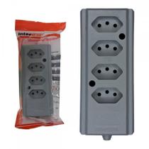 Tomada Barra Interneed 2P+T. Cinza 10A. Quadrupla Tomada Barra Interneed 2P+T. Cinza 10A. Quadrupla