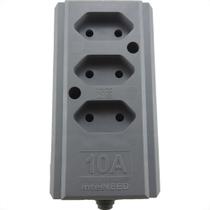 Tomada Barra Interneed Tripla 10A 2 Polos Cinza 69096