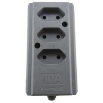 Tomada Barra Interneed Tripla 10A 2 Polos Cinza 69096 Tomada Barra Interneed Tripla 10A 2 Polos Cinza 69096