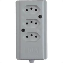 Tomada Barra Interneed Tripla 10A 2 Polos +Terra Branca 66200