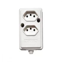 Tomada Barra Naticon 2P+T. 10A. 2 Tomadas Branca