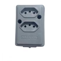 Tomada Barra Naticon 2P+T. 10A. 2 Tomadas Cinza Tomada Barra Naticon 2P+T. 10A. 2 Tomadas Cinza