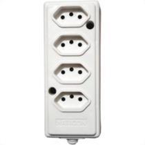 Tomada Barra Naticon 2P+T. 10A. 4 Tomadas Branca Tomada Barra Naticon 2P+T. 10A. 4 Tomadas Branca