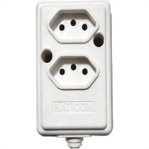 Tomada Barra Naticon Dupla 10A 2 Polos +Terra Branca 573