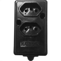 Tomada Barra Naticon Dupla 10A 2 Polos +Terra Preta 568