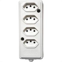 Tomada Barra Naticon Quadrupla 10A 2 Polos +Terra Branca 575