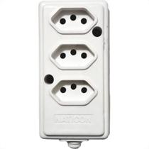 Tomada Barra Naticon Tripla 10A 2 Polos +Terra Branca 574