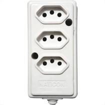 Tomada Barra Naticon Tripla 20A 2 Polos +Terra Branca 577 Tomada Barra Naticon Tripla 20A 2 Polos +Terra Branca 577