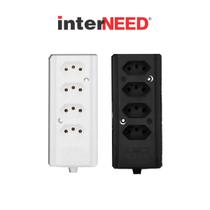 Tomada Barra Quadrupla 2 polos + T BIAMPER Preta Interneed