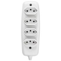 Tomada Barra Quadrupla 2 Polos + Terra Branca 10A 250V - Ilumi