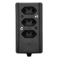 Tomada Barra Tripla 20A 2 P+T Preta Interneed Tomada Barra Tripla 20A 2 P+T Preta Interneed