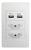 Tomada Bivolt de Parede 2 Entradas USB 3A Carregador Universal Dispositivos Celular