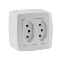 Tomada Box Sobrepor Branco 2 Tomadas 2P + T 10A 250V Tomada Box Sobrepor Branco 2 Tomadas 2P + T 10A 250V
