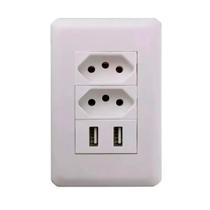 Tomada Branco Usb Universal Dupla Entrada Bivolt