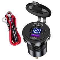 Tomada Carregador Carro Usb Tipo C Pd3.0 Voltimetro Pratiarejo