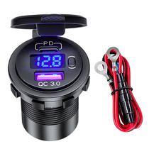 Tomada Carregador Carro Usb Tipo C Pd3.0 Voltimetro Pratiarejo