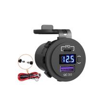 Tomada Carregador Lelong 6824 USB de Carga Rápida 3.0 PD, USB-C carro motocicleta 12V, 24V