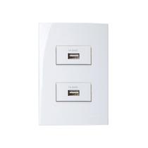 Tomada Carregador USB-A Dupla MarGirius Sleek 1A 5W com Placa 4x2 Branca Tomada Carregador USB-A Dupla MarGirius Sleek 1A 5W com Placa 4x2 Branca