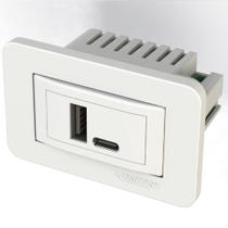 Tomada Carregador Usb Charger 2 Entradas (Tipo A+ Tipo C )Lumitek Branco ou Preto Tomada Carregador Usb Charger 2 Entradas (Tipo A+ Tipo C )Lumitek Branco ou Preto