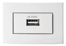 Tomada Carregador USB Para Móveis Margirius 2A Bivolt Branca Tomada Carregador USB Para Móveis Margirius 2A Bivolt Branca