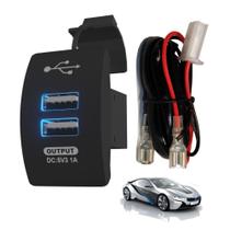 Tomada Carregador Veicular Duplo USB 3.1A 6820 Neon Azul 12/24/30V