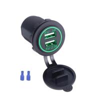 Tomada Carregador Veicular USB Duplo 3.1A 12/24V 6821V Para Carro Moto Lancha Barco