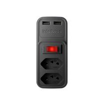 Tomada Com Usb Carregador Duplo Adaptador Intelbras Eac 202 Preto