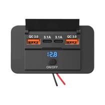 Tomada De Carregamento De Parede 12V 24V Com 4 Portas USB C, Dual PD QC3.0 Para Carro, Barco, RV E