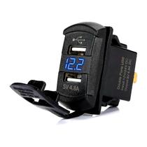 Tomada de Carregamento USB Voltímetro Digital LED Azul 12-24V Tomada de Carregamento USB Voltímetro Digital LED Azul 12-24V