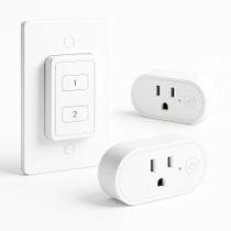 Tomada de controle remoto LoraTap Wireless com 2 plugues, alcance de 30 m