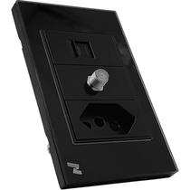 Tomada De Embutir 20a Com Rede Rj45 E Antena 3 Em 1 Sem Wifi Cor Preto Tomada De Embutir 20a Com Rede Rj45 E Antena 3 Em 1 Sem Wifi Cor Preto