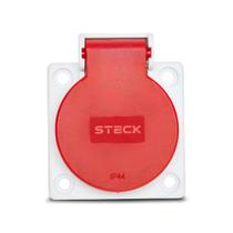 Tomada De Embutir 2p+t 10a 250v Com Tampa Vermelha Steck Tomada De Embutir 2p+t 10a 250v Com Tampa Vermelha Steck