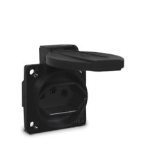 Tomada de Embutir Linha TBSE Padrão Brasileiro 2P + T 20A Preta Com Tampa Sibratec