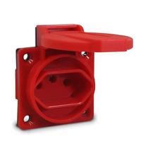 Tomada de embutir linha tbsen ind. 2p+t 20a vermelha com tampa - sibratec