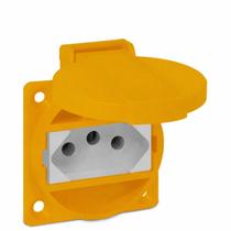 Tomada de Embutir TBSEN 2P + T 20A Com Tampa Sibratec - Amarelo/Branco Tomada de Embutir TBSEN 2P + T 20A Com Tampa Sibratec - Amarelo/Branco