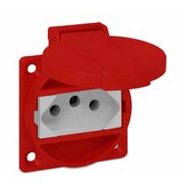 Tomada de Embutir TBSEN 2P + T 20A Com Tampa Sibratec - Vermelho/Branco Tomada de Embutir TBSEN 2P + T 20A Com Tampa Sibratec - Vermelho/Branco