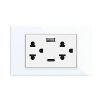 Tomada De Energia Dupla USB Estilo Tailandês 15A Com Porta De Carregamento Tipo a E C, Painel De