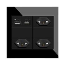 Tomada De Energia Padrão Brasileiro 10A 20A 110V-250V Com Painel De Vidro E Carregamento USB-C,