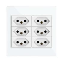 Tomada De Energia Padrão Brasileiro 10A 20A 110V-250V Painel De Vidro Cristal 120mm X 120mm 6 Tomada De Energia Padrão Brasileiro 10A 20A 110V-250V Painel De Vidro Cristal 120mm X 120mm 6