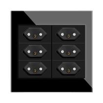 Tomada De Energia Padrão Brasileiro 10A 20A 110V-250V Painel De Vidro Cristal 120mm X 120mm 6