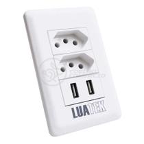 Tomada de Parede 2 Entrada Fonte 2 USB 5v Smart House Casa Inteligente Carregador Celular 10A Bivolt