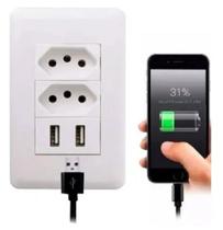 Tomada de Parede 2 Entradas Usb Carregador Universal Bivolt