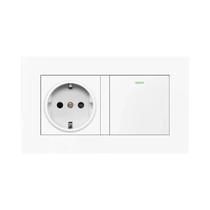 Tomada De Parede Branca 16A 110-250V 1 Gangue 2 Vias/1 via Com Painel De Botão Padrão UE Interruptor