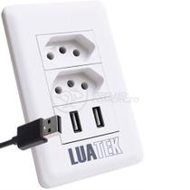 Tomada de Parede com USB Modelo Luxo 2 Entradas 10A 2 Portas 5V Bivolt Branco Smart Bracelet Tomada de Parede com USB Modelo Luxo 2 Entradas 10A 2 Portas 5V Bivolt Branco Smart Bracelet