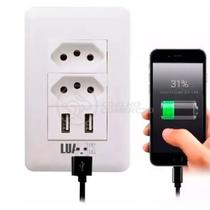 Tomada de Parede com USB Tomada Dupla 10A com 2 Portas USB Modelo Luxo Branco Smart Bracelet Tomada de Parede com USB Tomada Dupla 10A com 2 Portas USB Modelo Luxo Branco Smart Bracelet