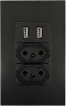 Tomada De Parede Duo Com 2 Entradas Usb Bivolt Jwcom PRETA Tomada De Parede Duo Com 2 Entradas Usb Bivolt Jwcom PRETA