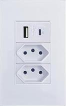 Tomada De Parede Duo Com 2 Entradas Usb e USB-C Bivolt Jwcom Tomada De Parede Duo Com 2 Entradas Usb e USB-C Bivolt Jwcom