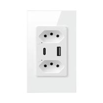 Tomada De Parede Inteligente Brasileira 16A USB Tipo C Tuya ZigBee WiFi Com Controle Individual E