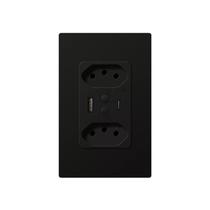 Tomada de Parede inteligente Dupla entrada USB - USB-C 10A 4x2 Wi-Fi PRETO EKAZA- EKAT-T317PB
